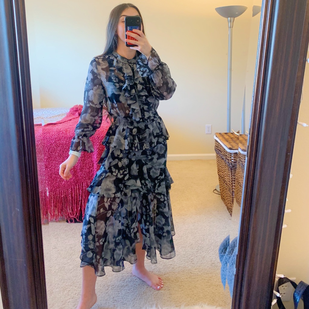 Misa Los Angeles Black Floral Maxi Dress
